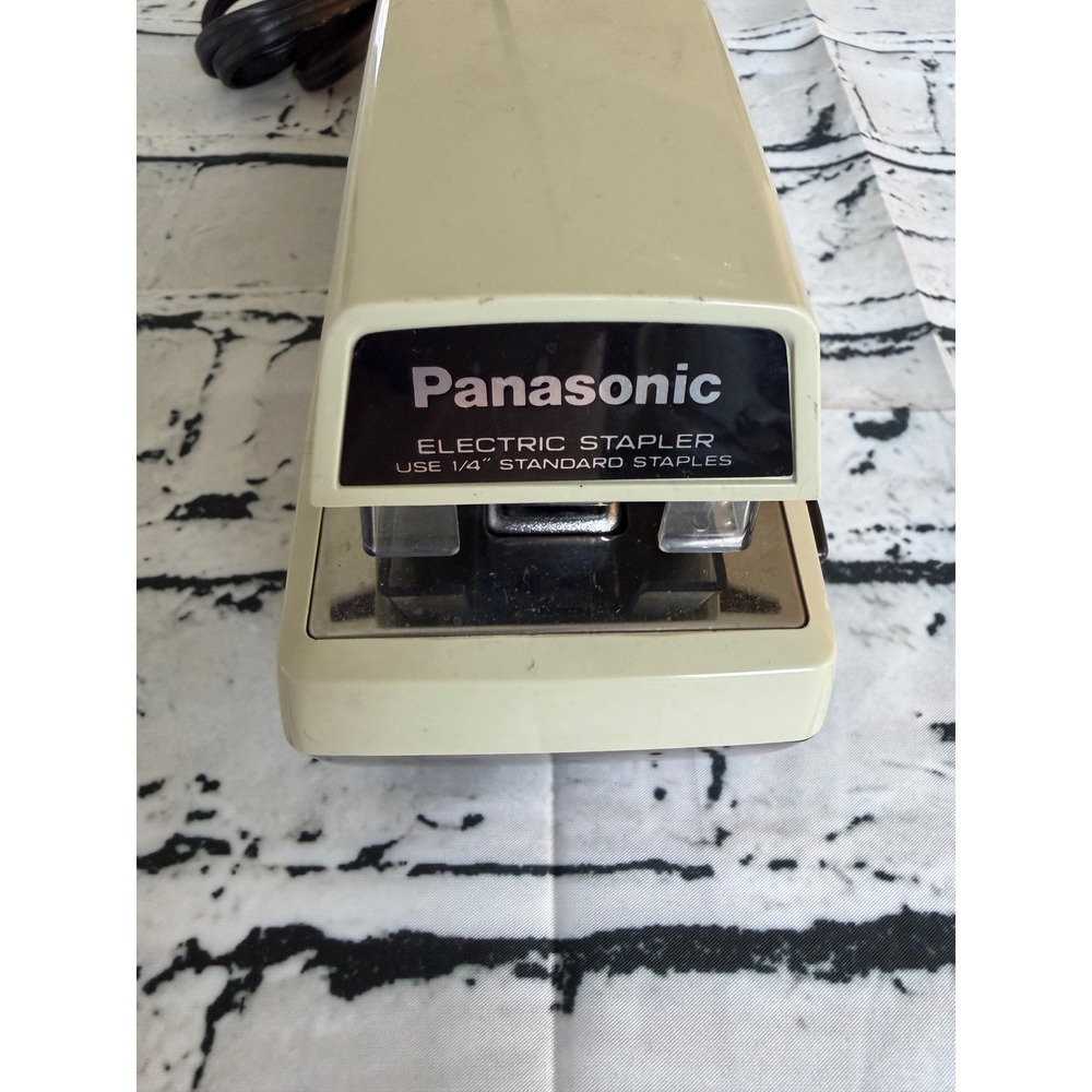 Panasonic AS-300 Electric Stapler Vintage Beige Brown Desktop Office Japan